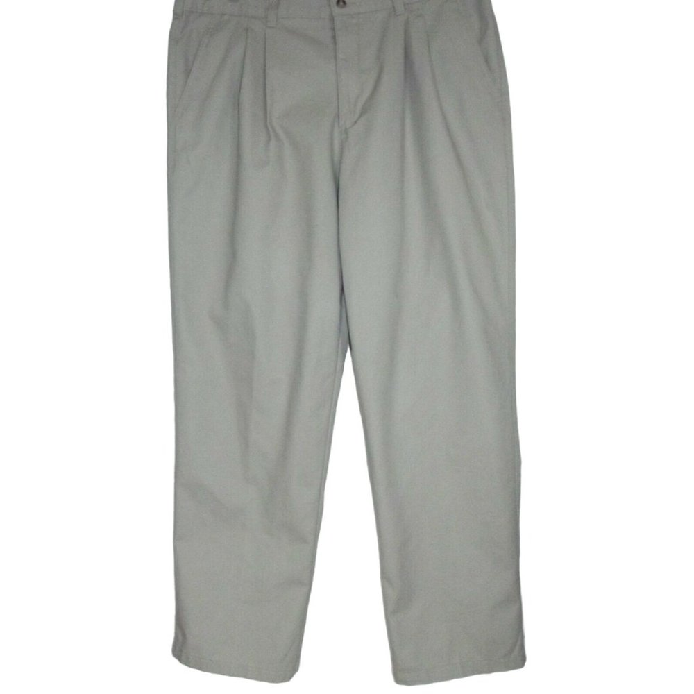 George Mens 38 X 33 Tan Barley Beige Khaki Pleated ClassicPants cotton/polyester
